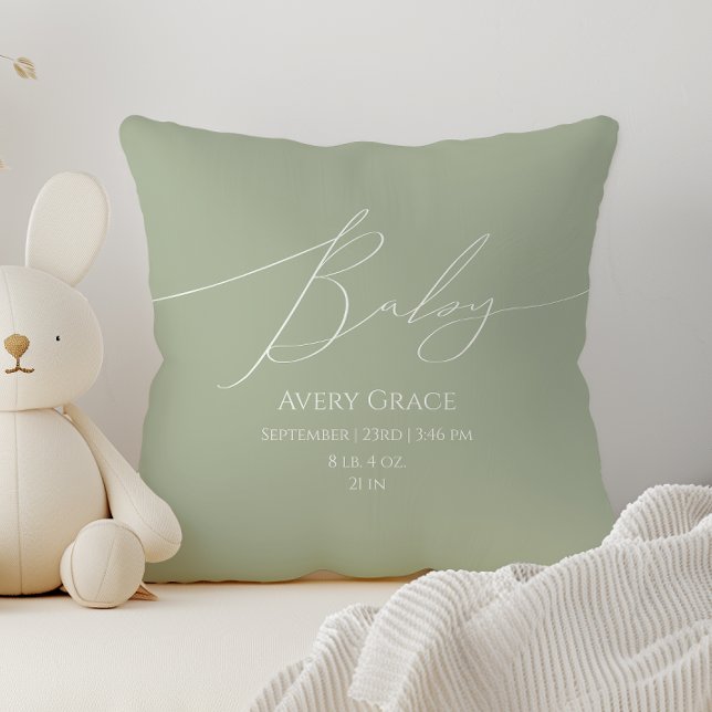 Whimsical Sage Green Baby Details Cushion (Creator Uploaded)