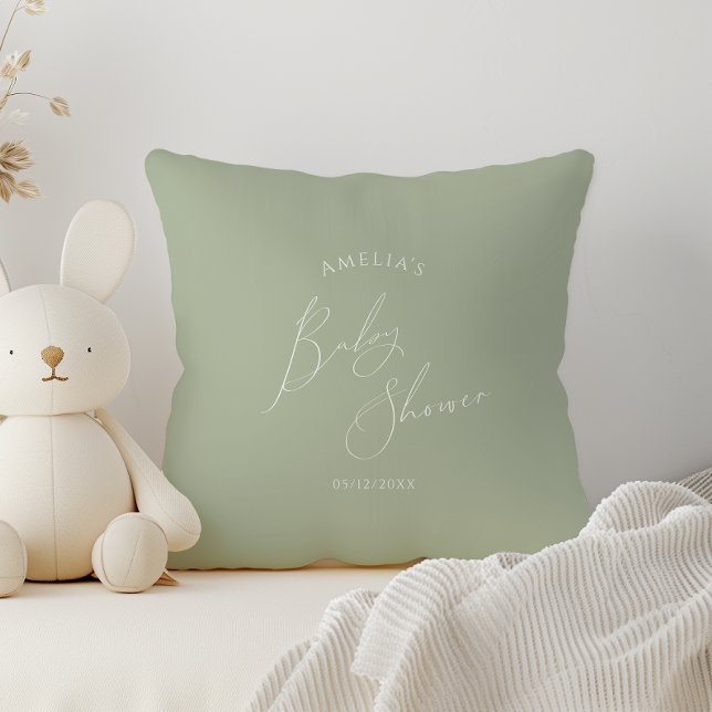 Whimsical Sage Green Baby Shower Cushion (Creator Uploaded)