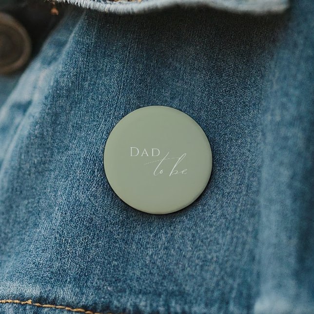 Whimsical Sage Green Baby Shower Dad To Be 6 Cm Round Badge (Creator Uploaded)