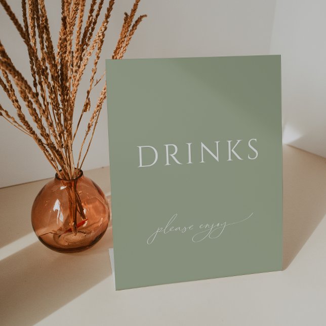 Whimsical Sage Green Baby Shower Drinks Pedestal Sign (Creator Uploaded)