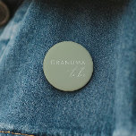 Whimsical Sage Green Baby Shower Grandma To Be<br><div class="desc">Introducing our whimsical sage green baby shower grandma-to-be button, perfect for your simple modern boho celebration any season of the year! This button has a boho-chic, gender-neutral vibe with elegant calligraphy and a delicate minimalist design, making it ideal for both girls and boys. Plus, it's editable, so you can add...</div>