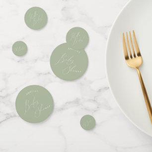 Whimsical Sage Green Baby Shower Table Confetti