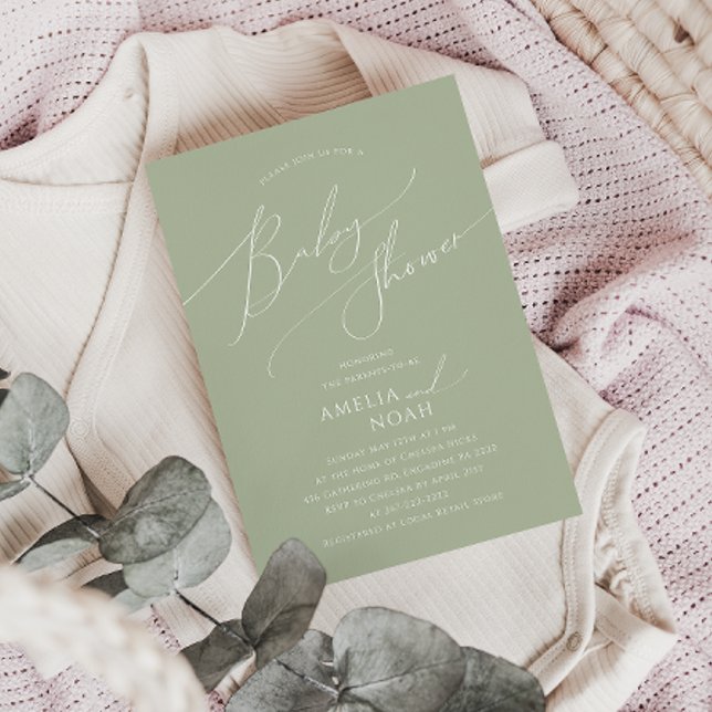 Whimsical Sage Green Couples Baby Shower Invitation (Creator Uploaded)