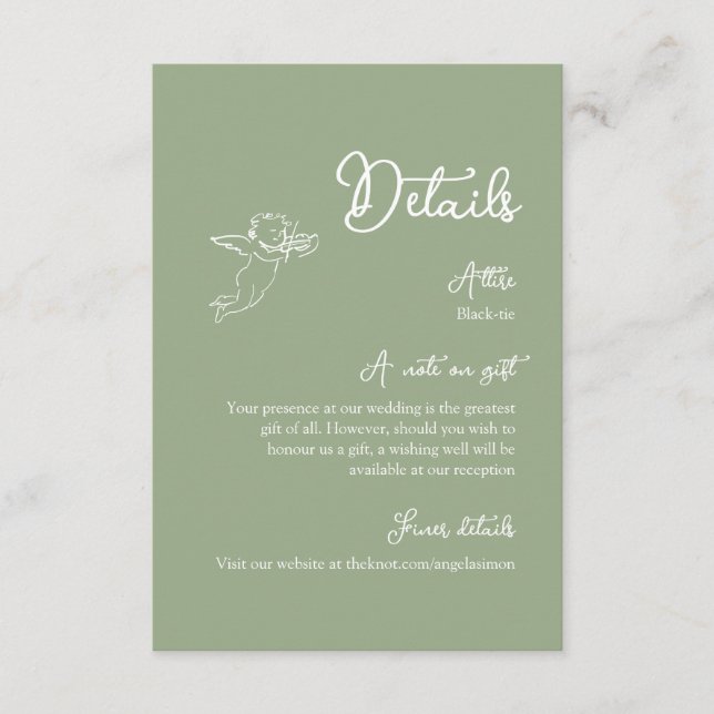 Whimsical Sage Green Enclosure Card (Front)