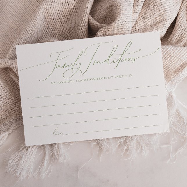 Whimsical Sage Green Family Traditions Card (Creator Uploaded)
