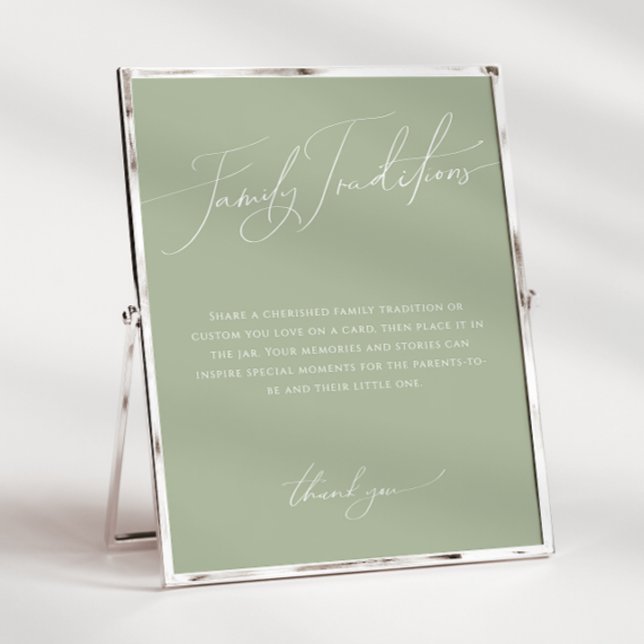 Whimsical Sage Green Family Traditions Sign (Creator Uploaded)