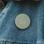 Whimsical Sage Green Gender Reveal Team Girl<br><div class="desc">Introducing our whimsical sage green gender reveal team girl button, perfect for your simple modern boho celebration any season of the year! This button has a boho-chic, gender-neutral vibe with elegant calligraphy and a delicate minimalist design, making it ideal for both girls and boys. Plus, it's editable, so you can...</div>