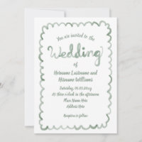 Whimsical Sage Green Hand Drawn Watercolor Wedding