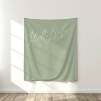 Whimsical Sage Green Hello Baby Backdrop