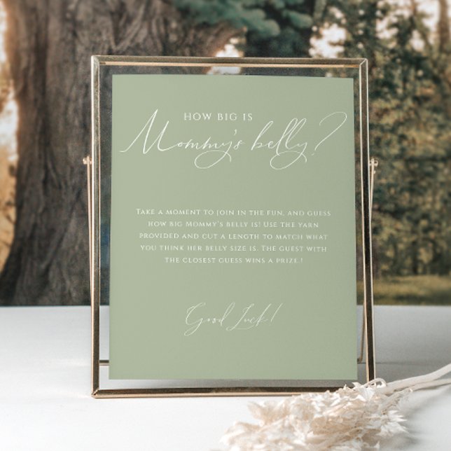 Whimsical Sage Green How Big Is Mummy's Belly Poster (Creator Uploaded)