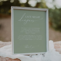 Whimsical Sage Green Late Night Diapers Sign