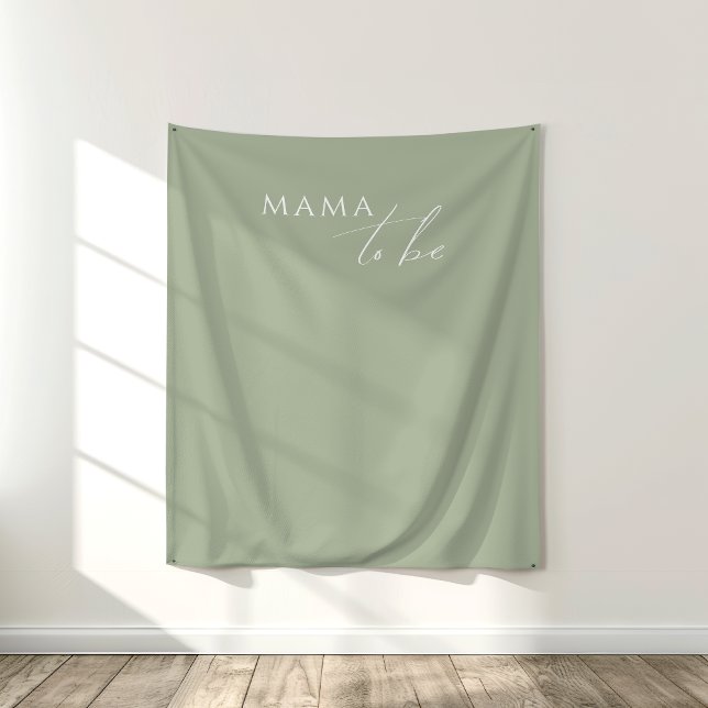 Whimsical Sage Green Mama To Be Backdrop Tapestry (Creator Uploaded)