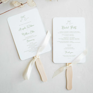 Whimsical Sage Green Wedding Program Fan