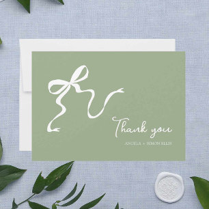 Whimsical Sage Green Wedding Thank You Card