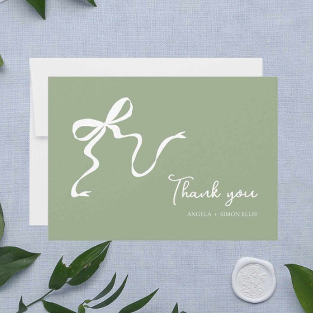 Whimsical Sage Green Wedding Thank You Card (Creator Uploaded)