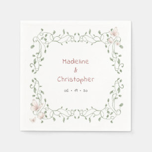 Whimsical Sage Greenery Garden Wedding Napkin