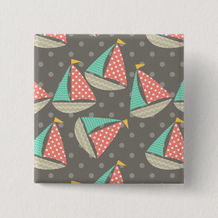 Whimsical Sailboats 15 Cm Square Badge