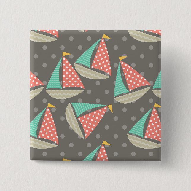 Whimsical Sailboats 15 Cm Square Badge (Front)