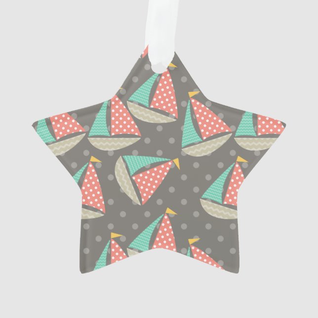 Whimsical Sailboats Ornament (Back)