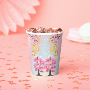 Whimsical Sakura Cherry Blossom Tree Baby Shower Paper Cups
