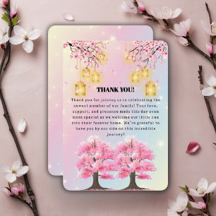 Whimsical Sakura Cherry Blossom Tree Baby Shower Thank You Card