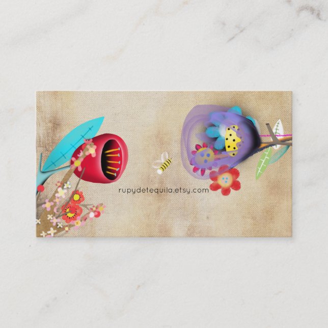 Whimsical Sakura Designer Layered Business Card (Front)