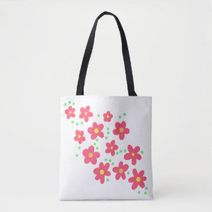 Whimsical Salmon Flowers Tote Bag