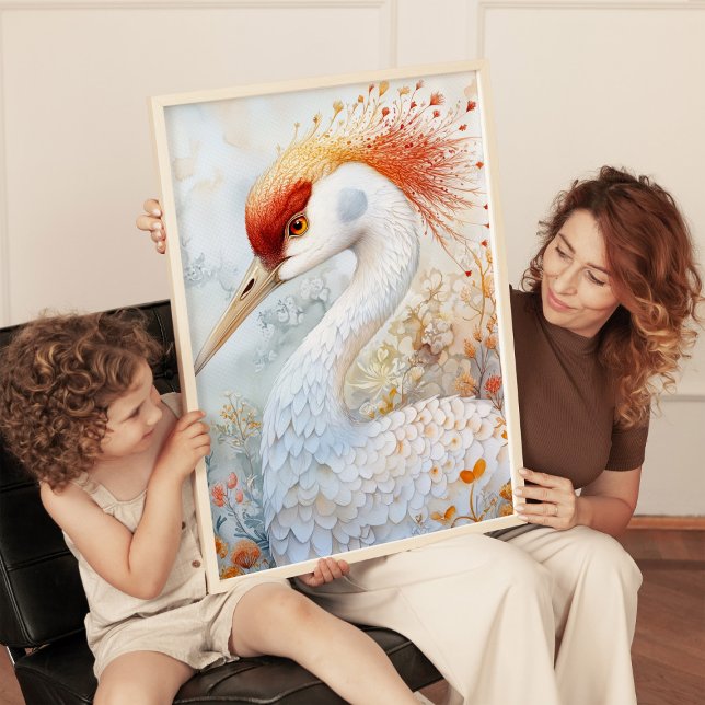Whimsical Sandhill Crane Art Print (Creator Uploaded)