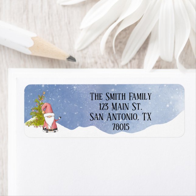 Whimsical Santa Christmas Return Address (Insitu)