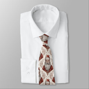 Whimsical Santa Claus & Botanical Tie