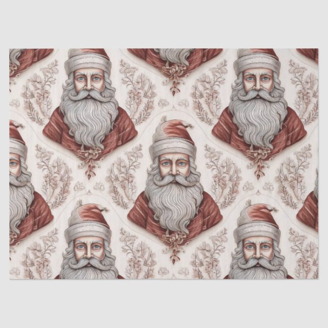 Whimsical Santa Claus & Botanical Tissue Paper (Front)
