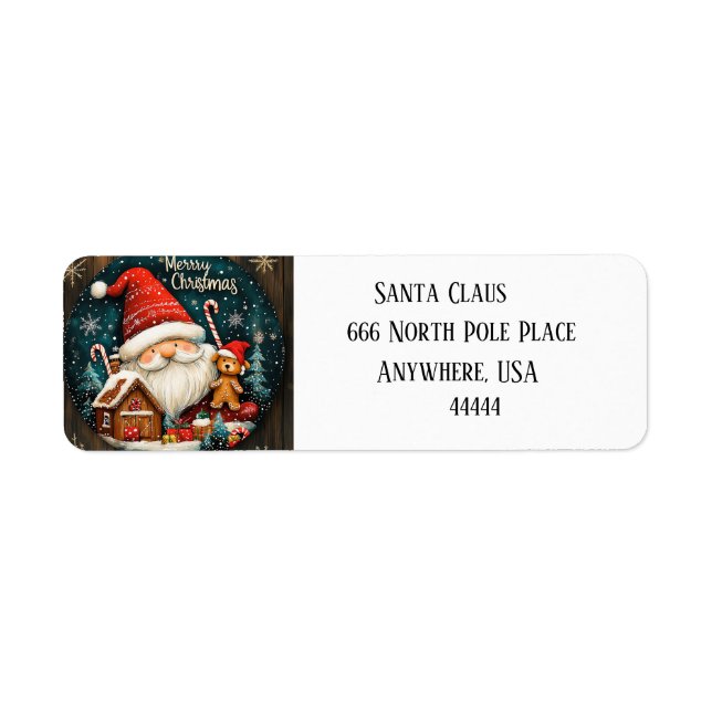 Whimsical Santa Claus Christmas Address Labels (Front)