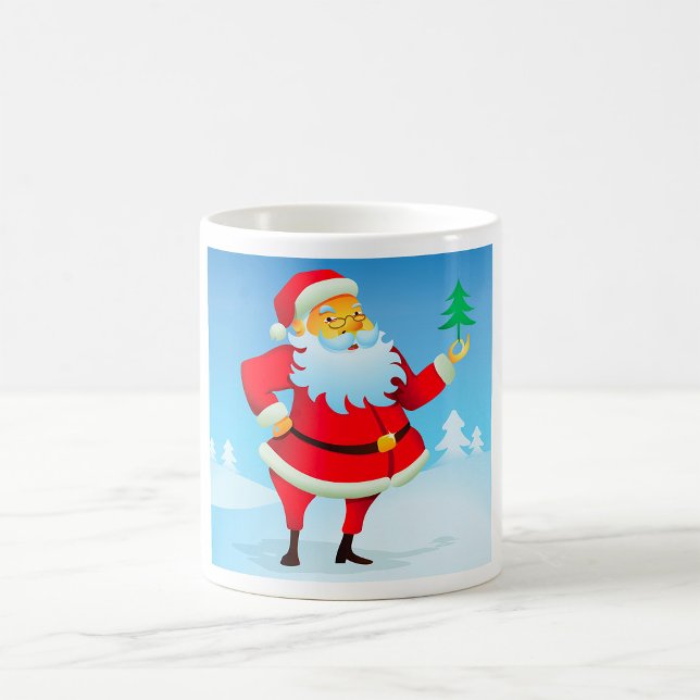 Whimsical Santa Claus with Mini Christmas Tree  Coffee Mug (Creator Uploaded)