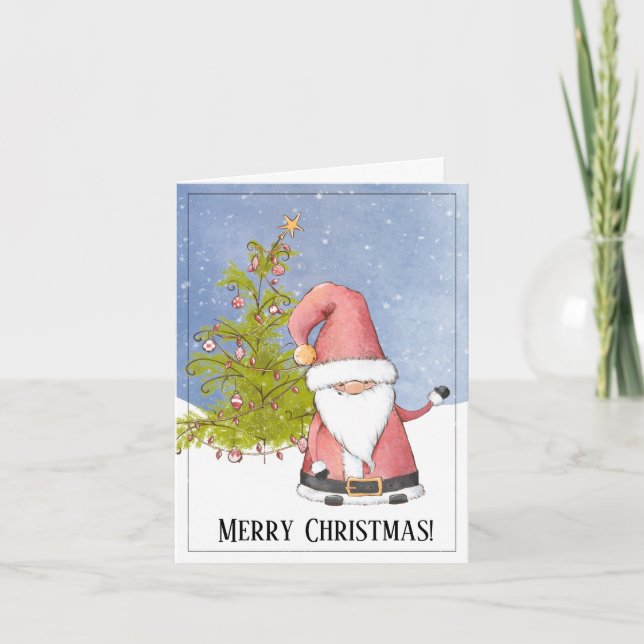 Whimsical Santa Custom Christmas Card (Front)