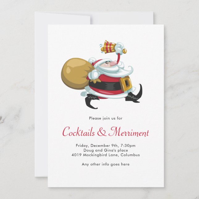 Whimsical Santa Holiday Party Invitation (Front)