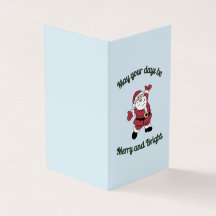 Whimsical Santa Ice Blue Vertical Card