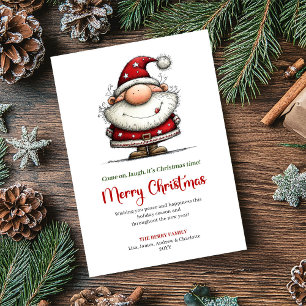 Whimsical Santa Playful Modern Christmas Greeting Holiday Card