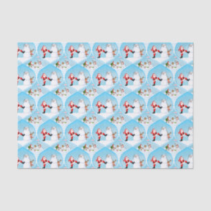 Whimsical Santa Playing Golf, Snowman And Reindeer Tissue Paper