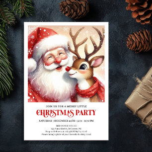 Whimsical Santa Rudolph Holiday Celebration Invite