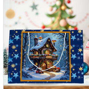 Whimsical Santa's Workshop Christmas Personalised Large Gift Bag