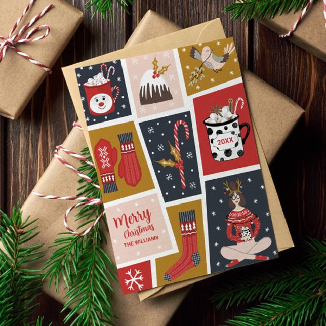 Whimsical Scandinavian Rustic Woodland Non-Photo Holiday Card (Creator Uploaded)