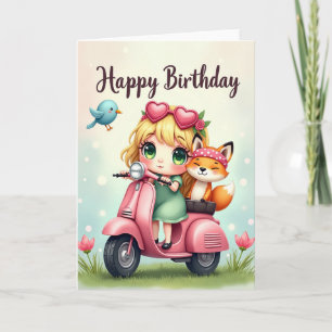 Whimsical Scooter Birthday Card