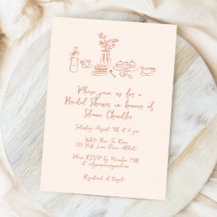 Whimsical Scribble Doodle Hand Drawn Bridal Shower Invitation