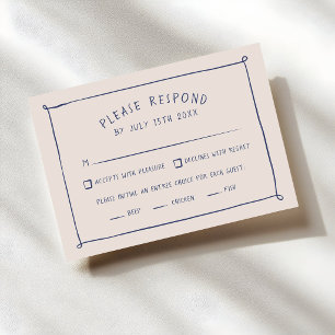 Whimsical Scribble Doodle Hand Drawn Wedding RSVP Card