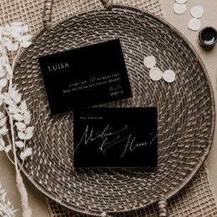 Whimsical Script Black   Matron of Honour Card