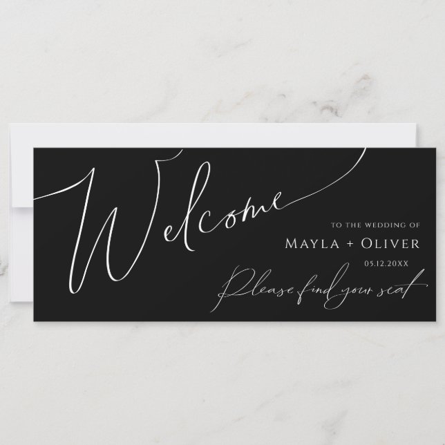 Whimsical Script | Black Seating Chart Header (Front)