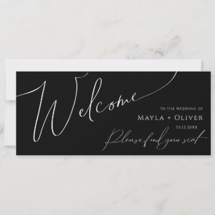 Whimsical Script Black Seating Chart Header