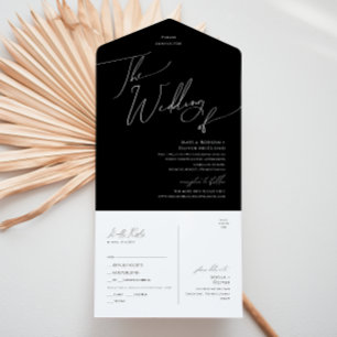 Whimsical Script   Black Wedding Of Seal and Send All In One Invitation