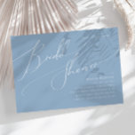 Whimsical Script | Blue Horizontal Bridal Shower Invitation<br><div class="desc">Introducing our stunning whimsical script | blue horizontal bridal shower invitation perfect for your simple modern boho spring celebration. Our elegant design includes a vibrant bright, pastel colour palette with a vintage chic calligraphy script. Whether you prefer a minimalist or classic style, our unique editable product offers luxury and elegance,...</div>