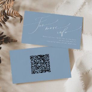 Whimsical Script   Blue Wedding QR Code Website Enclosure Card